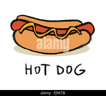 Hot-dog, illustration simple Banque D'Images