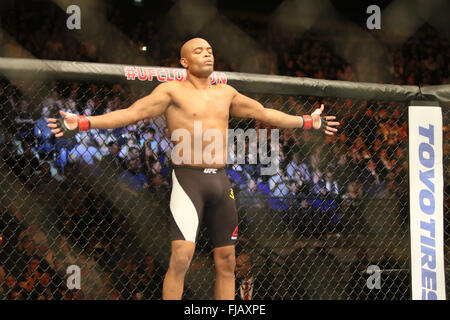 Michael Bisping bat Anderson Silva via carte decisionMain unanime Banque D'Images