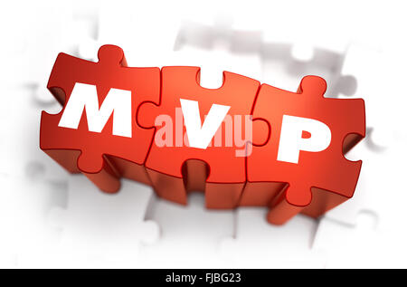 MVP - Mot Blanc sur rouge puzzles. Banque D'Images