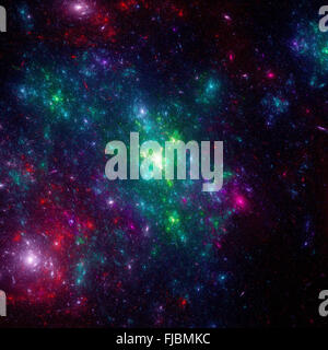 Les systèmes d'étoiles colorées, l'espace profond, générée par ordinateur abstract background Banque D'Images