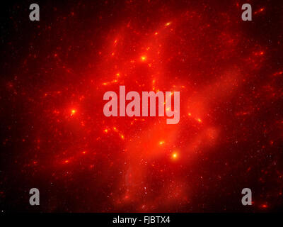 Nébuleuse rouge dans l'espace, générée par ordinateur abstract background Banque D'Images