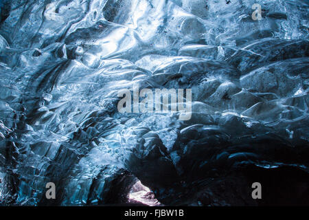 L'ère glaciaire, grotte de glace sous le Vatnajökull, Hali, Région du Sud, Islande Banque D'Images