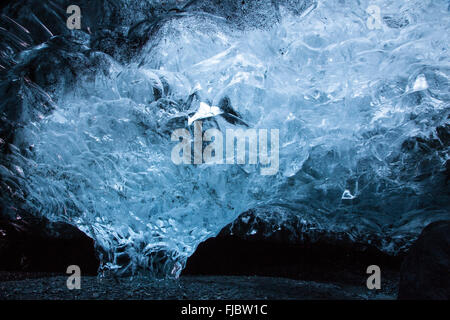 L'ère glaciaire, grotte de glace sous le Vatnajökull, Hali, Région du Sud, Islande Banque D'Images