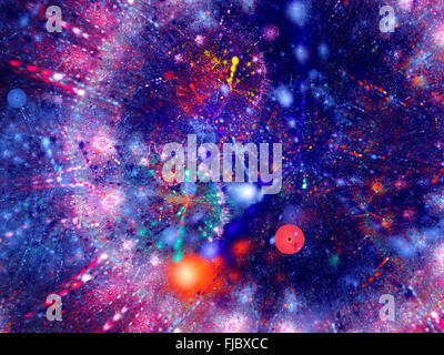 Rayures bleu rouge résumé fond, générée par ordinateur fractal Banque D'Images