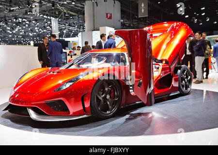 Genève, Suisse. 06Th Mar, 2016. Regera Koenigsegg a été présentée lors de la 86e International Motor Show de Genève, le mardi 1er mars 2016. Credit : Rene Fluger/CTK Photo/Alamy Live News Banque D'Images