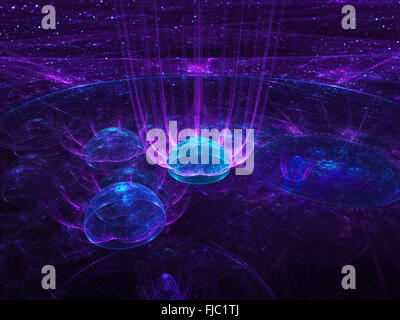 Sphère lumineux bleu d'entrée d'éléments, de la nanotechnologie, computer generated abstract background Banque D'Images