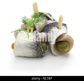 Des rollmops, filets de harengs marinés laminées Banque D'Images