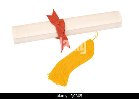 Diplôme avec ruban rouge et or Tassel Banque D'Images