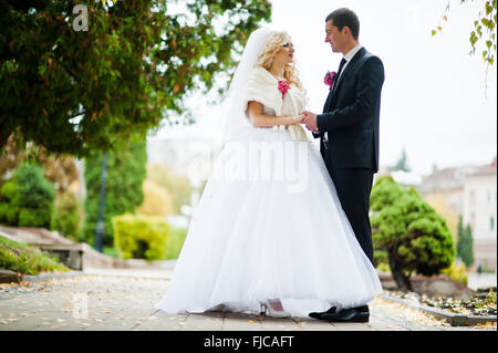 Charmant couple de feuilles d'or d'arrière-plan Banque D'Images