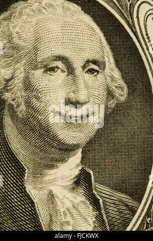 Heureux le président George Washington sourires sur dollar bill Banque D'Images