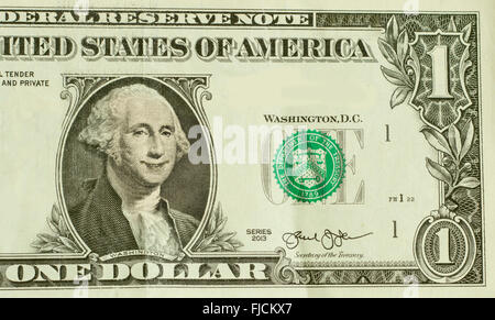 Heureux le président George Washington sourires sur dollar bill Banque D'Images