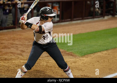 Columbia, SC, États-Unis d'Amérique. 1er mars 2016. Alaynie (page 22) de la Caroline du Sud Gamecocks au bâton dans le match de base-ball NCAA entre l'Ouest et le Catamounts Carolina Gamecocks Caroline du Sud à Beckham Domaine de Columbia, SC. Scott Kinser/CSM/Alamy Live News Banque D'Images