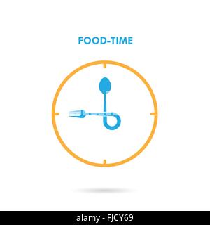 L'heure du déjeuner,temps alimentaire icon.Eating time concept.fourchette et cuillère sign.Peut être utilisé pour la mise en page, bannière et web design. Illustration de Vecteur