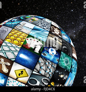 Globe couvert d'écrans de télévision. Les images sont de mon propre portefeuille Banque D'Images