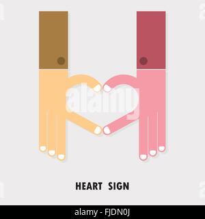 Main créatrice signe et coeur abstract vector logo design. Forme de coeur main.symbole d'équipe équipe,,partenaire,partenariat,la coopération, Illustration de Vecteur