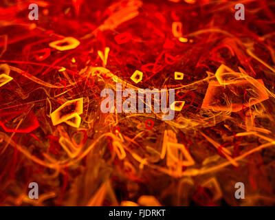 Les particules rougeoyant, Fiery fractale générée par ordinateur abstract background Banque D'Images