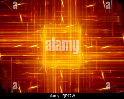 Lumineux avec des lignes carrées Fiery, nouvelle technologie, générée par ordinateur abstract background Banque D'Images