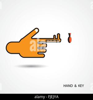 Touche créative et icône main résumé vecteur conception de logo modèle. Logotype création d'entreprise de symbole. Illustration de Vecteur