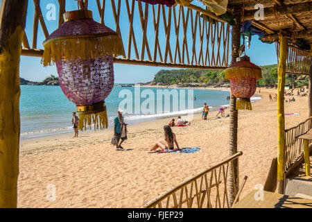 Beach bar / restaurant Om Beach, Gokarna, Inde Banque D'Images