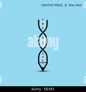 Crayon créatif et symbole de l'ADN. L'éducation et de concept d'entreprise. Vector illustration. Illustration de Vecteur