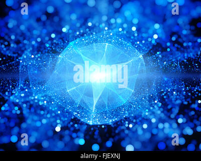 Forme de vie extraterrestre dans l'espace avec bokeh, signal multidimensionnel, générée par ordinateur abstract background Banque D'Images