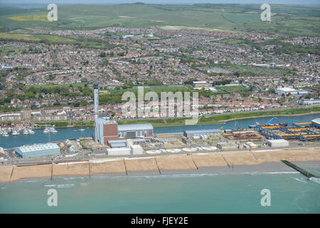 Une vue aérienne de Shoreham Harbour West Sussex Banque D'Images