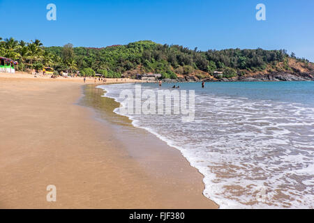 Om Beach Gokarna, dans l'état indien du Karnataka est une populaires chez les pour les routards. Banque D'Images