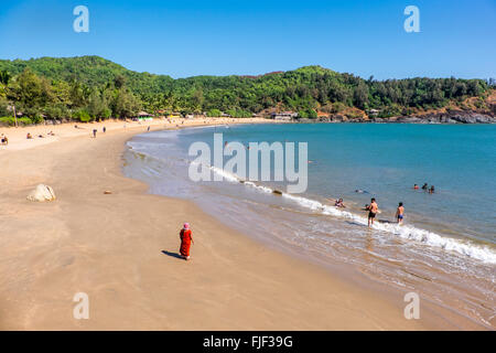 Om Beach Gokarna, dans l'état indien du Karnataka est une populaires chez les pour les routards. Banque D'Images