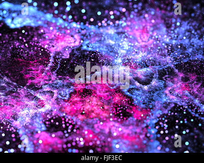 La genèse de jeunes étoiles dans l'espace, à l'intérieur de nebula, générée par ordinateur abstract background Banque D'Images