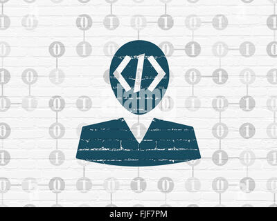 Logiciel Concept : Programmeur sur wall background Banque D'Images