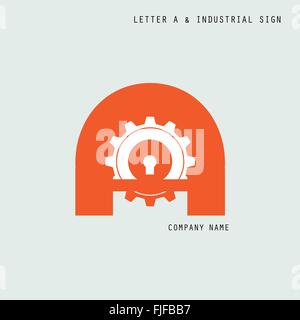 Une lettre de création logo design résumé icône modèle vectoriel avec l'industrie et symbole d'engrenage. Concept d'entreprise Illustration de Vecteur