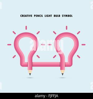 L'ampoule et crayon sur l'arrière-plan. Concept de l'éducation. Vector illustration Illustration de Vecteur