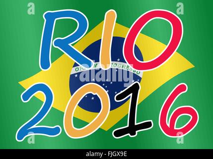 Inscription à Rio 2016 Brésil flag background Illustration de Vecteur