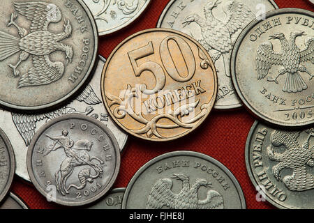 Coins de la Russie. Fédération de 50 kopek médaille. Banque D'Images