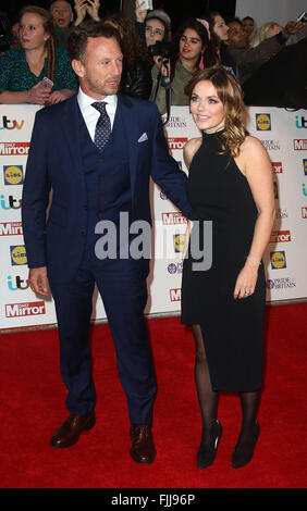 28 septembre 2015 - Christian Horner et Geri Halliwell participant à la fierté de la Grande-Bretagne Awards 2015 au Grosvenor House Hotel à Banque D'Images