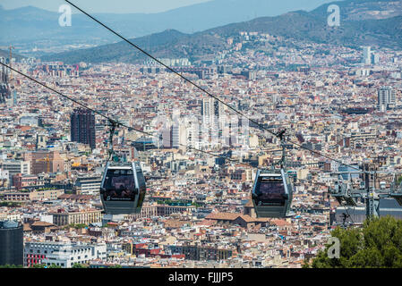 Téléphérique de Montjuïc Montjuïc park à la colline de Montjuic à Barcelone, Espagne Banque D'Images