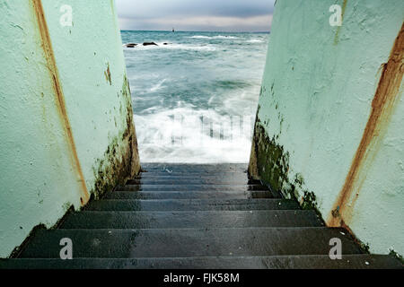 L'escalier menant à l'eau - Dallas - Victoria, île de Vancouver, Colombie-Britannique, Canada Banque D'Images