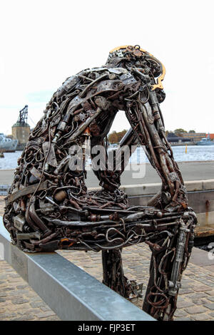 Zinkglobal Nodre waterfront Toldbod sculpture, Copenhague, Danemark Banque D'Images