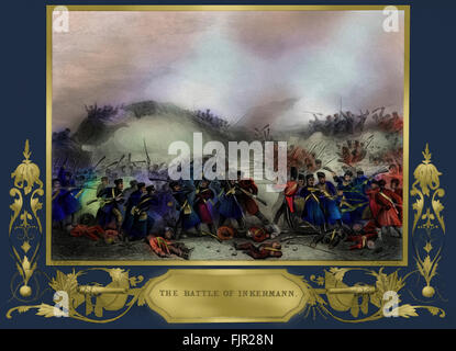 La bataille d'Inkerman se déroula lors de la guerre de Crimée, le 5 novembre 1854, entre les armées alliées de la Grande-Bretagne et de la France contre l'armée impériale russe. Gravure de G. Greatbach. Banque D'Images