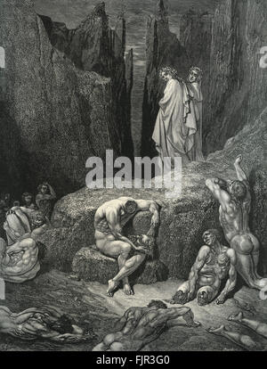 Ilustração de &39;A Divina Comédia&39; (Inferno) de Dante Alighieri  (1265-1321) Paris, publicada em 1885