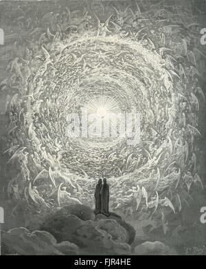 Dante's Paradise, une partie de sa Divine Comédie / Comédie Divine. Illustration par Gustave Doré. Canto XXXI lignes 1-3 'à la mode comme une rose blanche neige, puis / avant mon avis le saint multitude, / qui dans son propre sang le Christ a épousé' Dante Alighieri : mi-mai à mi-juin 1265 - 13/14 Septembre, 1321. Banque D'Images