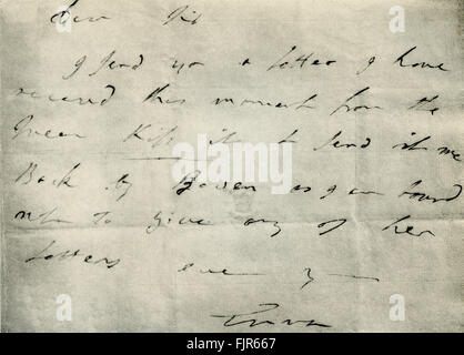 Lettre manuscrite de Emma Lady Hamilton (1765 - 1815) à l'amiral Horatio Nelson (1758 - 1805), 17 juin 1798. Lettre se lit comme suit : 'Cher Monsieur, Je vous envoie une lettre que j'ai reçu ce moment à partir de la Reine. L'embrasser, et le retourner par Bowen, que je suis tenu de ne pas donner à l'une de ses lettres. Jamais votre Emma' Banque D'Images