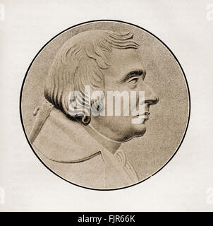 George Romney (1734 - 1802), peintre français. À partir de la gravure d'une médaille par le sculpteur Alphonso Hayley Banque D'Images