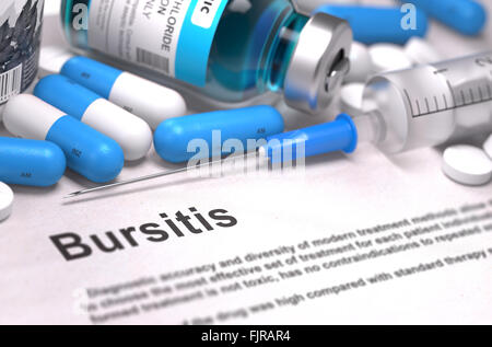 Le Bursitis Diagnostic. Concept médical. Composition de médicaments. Banque D'Images