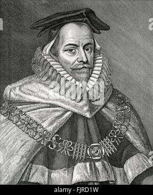 Sir Edward Coke - avocat, juge, homme politique de l'opposition. Juriste de la clé et élisabéthaine ères jacobéen. Après gravure de Davod Loggan. 1 février 1552 - 3 septembre 1634 Banque D'Images