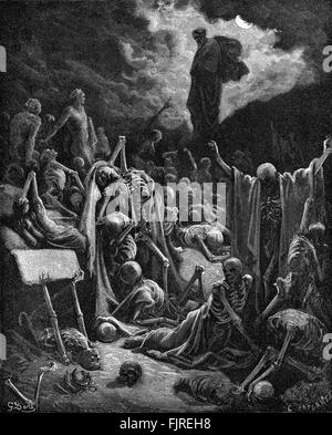 La vision d'Ézéchiel, le prophète de la vallée d'ossements desséchés (Ezéchiel chapitre XXXVII), illustration par Gustave Doré (1832 - 1883) Banque D'Images