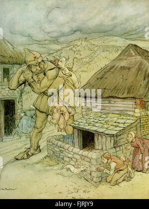 Jack The Giant Killer, anglais conte de fées. Sous-titre suivant : "Le Cormoran géant a été la terreur de toutes les campagnes' Illustration par Arthur Rackham (1867 - 1939) Banque D'Images