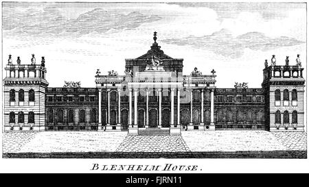 Une gravure de Blenheim House (Blenheim Palace) numérisées à haute résolution à partir d'un livre imprimé en 1763. Avis de droit d'auteur Banque D'Images