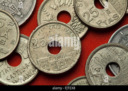 Coins de l'Espagne. Onner l'université, Pays Basque, Espagne dépeinte dans le coin de la peseta espagnole 25 (1993). Banque D'Images