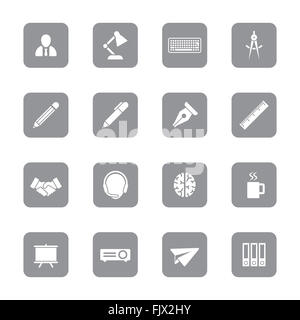 [JPEG] icon set 8 plats gris sur rectangle arrondi pour le web design, l'interface utilisateur (IU), l'infographie et de l'application mobile (apps) Banque D'Images